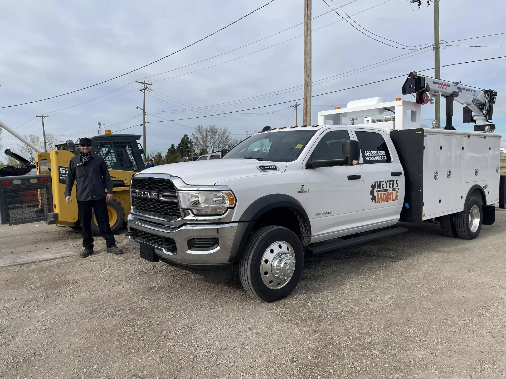Meyer's Mobile service truck with James and equipment on site